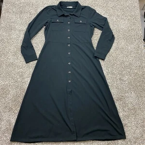 Spartina 449 Shirt Dress Women's Small Black Button Front Long Sleeve Stretch - Picture 1 of 9