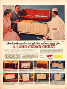 Lane Cedar Chest Graduation Gift Happy Mom Dad Girl Vintage Print Ad 1955 - Picture 1 of 4