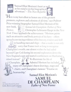 1972 Samuel Eliot Morison Biographer Magazine Print Ad - Father of New France - Picture 1 of 2