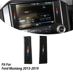 2PCS For Ford Mustang 2015-2019 Carbon Fiber Interior CD Screen Panel Trim-T - Picture 1 of 9