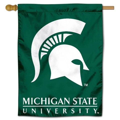 Michigan State Spartans MSU Sparty University College House Flag Cover