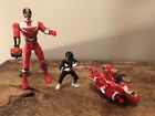 Power Rangers Action Figure Lot Of 3 Saban 1994 Black Red Motorcycle 2000 Red
