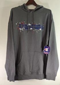 CHAMPION POWERBLEND Hoodie Gray Kangaroo Pocket Spell Out Men's 2XL Sportswear - Picture 1 of 7