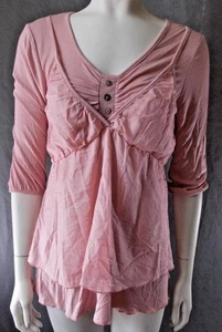 Camisa para mujer talla M Cha Vente rosa rosa nueva con etiquetas manga cuarto cami s31-pb19 - Imagen 1 de 3