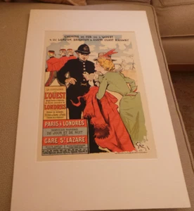 Original Maitres de L'Affiche by Jules Grun pl #223 Paris-Londres w mat 1899 VG+ - Picture 1 of 4