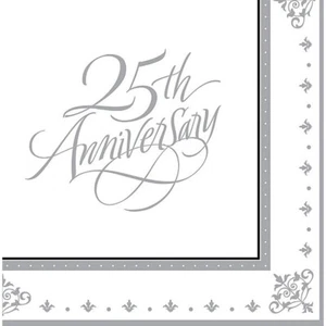 25th Anniversary Napkins Lunch 16CT - Picture 1 of 1