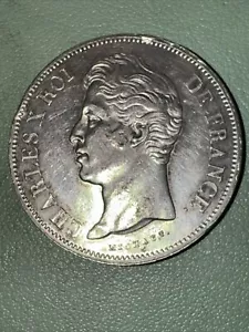 1830 A 5 Francs Charles X World Silver Crown KM728.1 Paris Details 2nd Kingdom - Picture 1 of 7