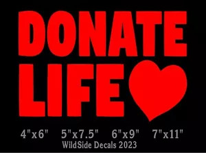Pegatina de vinilo Donate Life con calcomanía de corazón para automóvil camión computadora portátil - Imagen 1 de 8