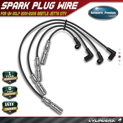 4x Spark Plug Wire Set for Volkswagen Golf 2001-2006 Beetle Jetta City L4 2.0L - Image 1 of 4