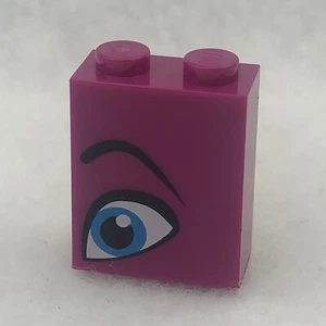 LEGO 3245cpb093 Magenta Brick 1 x 2 x 2 W/ Inside Stud Holder W/Eye Pattern (x1) - Picture 1 of 3