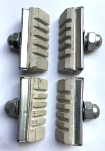 2 Paar geformte/konische Bremssattel Bremsklötze Fahrrad Fahrrad Beläge Schuhe weiß - Bild 1 von 2