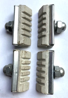 2 Pairs SHAPED/TAPERED CALIPER BRAKE BLOCKS Bike Cycle Pads Shoes White 37mm - Image 1 of 2