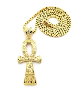 NEU ANKH KREUZ SYMBOL DES LEBENS ANHÄNGER 4mm/36" BOX KETTE HALSKETTE XP936BX - Bild 1 von 5