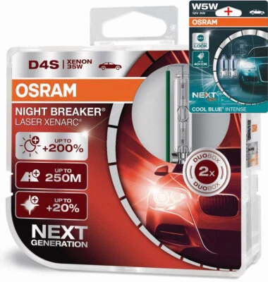 Osram D4S 12/24V 35W XENARC NIGHT BREAKER LASER +200% 2Stk.+W5W Blau - Bild 1 von 4