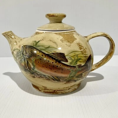 Robert Gordon Pottery Tea Pot Trout Fish Design Australian Pottery Teapot As New - image 1 of 4