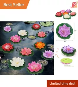 12 Pcs Lifelike Floating Foam Lotus Flowers with Water Lily Pads - Vibrant Decor - Picture 1 of 9