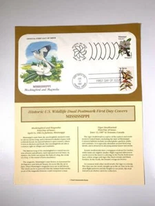1987 FDC DUAL POSTMARK First Day Cover PCS -- MISSISSIPPI Mockingbird & Magnolia - Bild 1 von 1