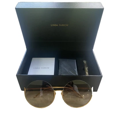 NEW Linda Farrow Olivia Oversized Round Sunglasses Gold Semi-Rimless UV400 $785 - Image 1 of 4