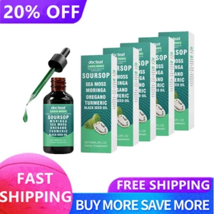 Soursop Graviola Integratore Gocce Liquide con Muschio Marino Moringa Curcuma Nero - - Foto 1 di 22