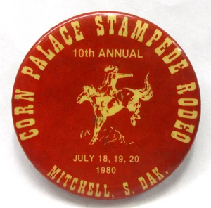 1980 CORN PALACE STAMPEDE RODEO Mitchell S. Dakota 2.25" pinback button fb - Picture 1 of 4