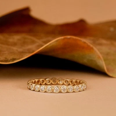 Engagement Eternity Band 14k Yellow Gold Lab Grown Round 0.44 Carat Diamond - Image 1 of 4