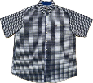 Chaps Ralph Lauren Waffle Knit Button Down Shirt Blue Green Plaid Check Men’s XL - Picture 1 of 8