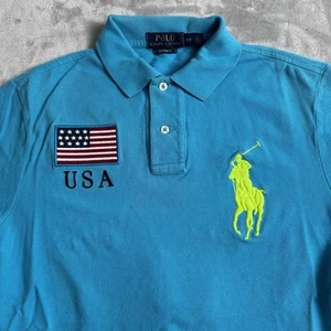 Ralph Lauren Poloshirt Herren Small Polo blau Big Pony Rugby USA Flagge #3 Back Hit - Bild 1 von 12