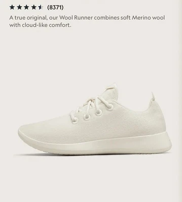 Allbirds Wool Runners Women's Sneakers Size 11 Natural Washable athletic shoes - Image 1 of 4