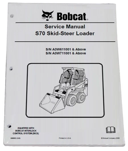 Bobcat S70 Skid Steer Loader Service Manual Shop Repair Book Part # 6986662 - Image 1 of 1