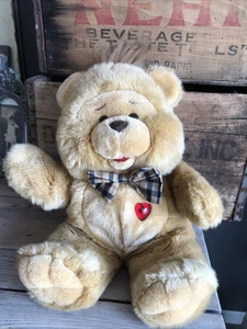 ORSACCHIOTTO VINTAGE RECORD & PLAY PELUCHE PELUCHE ILLUMINA CUORE PARLANTE ANNI 80 - Foto 1 di 4
