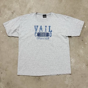 Vintage 90s Vail Colorado Ski Hike Outdoors T Shirt Grey XL - Picture 1 of 3