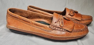 Johnston Murphy Slipper Halbschuhe Herren Gr. 12 M Kiltie Quaste Mokassinnaht Braun Leder - Bild 1 von 10