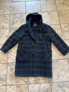 The Origial Gloverall Duffle Coat England Navy/Green Plaid Size Mens 40 M/L EUC - Picture 1 of 9