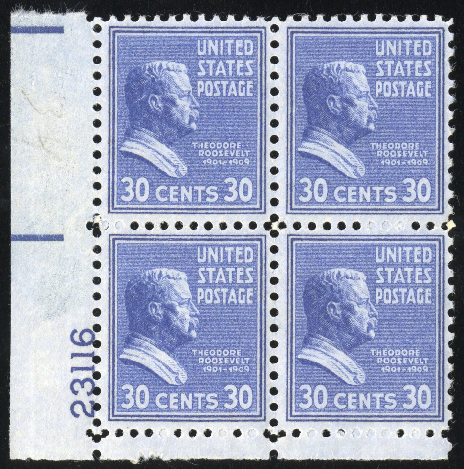 US Stamps # 830a MNH VF Blue Color Plate Block Of 4 Scott Value $150.00 - Image 1 of 1