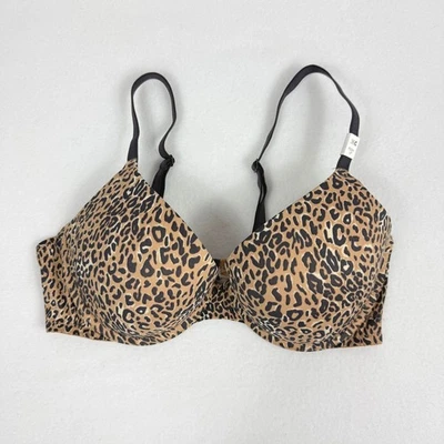 Pink by Victoria's Secret 36C Push Up Bra Leopard Print Black Straps - Image 1 of 4