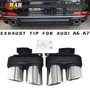 Car Exhaust Tips For Audi A6 C8 A7 Up to S6 S7 2019-2021 Rear Muffler Tail Pipes - Foto 1 di 8