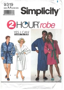 1993 Simplicity 9319 Unisex Kimono Robe size AA XS-M sewing pattern uncut - Picture 1 of 3