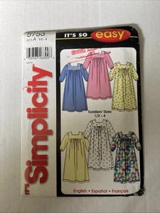 2002 Simplicity 5753 Toddler Nightgown size A 1/2-4 sewing pattern uncut - Picture 1 of 3