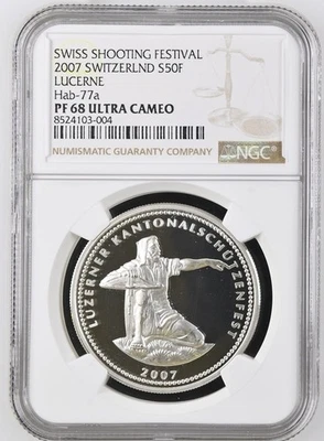 Switzerland 50 francs 2007  Luzern Shooting Festival  NGC PF68 ULTRA CAMEO - Image 1 of 2