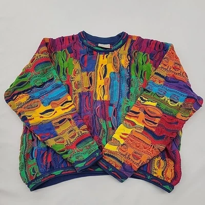 COOGI  Textured Knit Sweater Multicolored Large 90s Colors Australia Vtg Biggie - Image 1 of 4