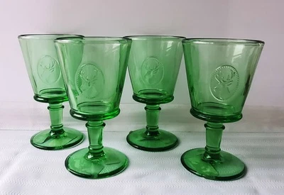 Juego de cuatro copas con patas de ciervo alpino La Rochere Francia verde - NUEVO Foto 1 de 4