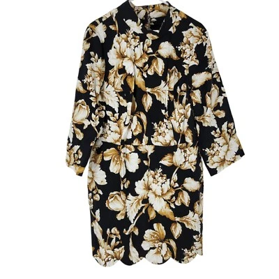 NWT Anthropologie Maeve Black Floral Mock-Neck Shift Mini Dress 22W - Image 1 of 4
