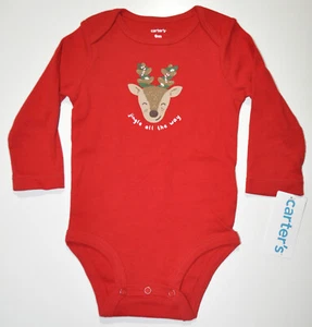 NUEVO Carter's Infant Baby 9M Rojo Mangas Largas 1 Pieza Jingle Navidad Todo el Camino - Imagen 1 de 5