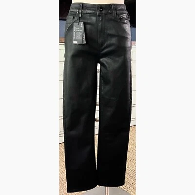 Nuevo con etiquetas Nuevo $239 Anthropologie Paige Cindy Negro Recubierto Pierna Recta Jeans Talla 30 Foto 1 de 4