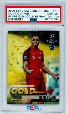 2020-21 Noah Okafor Topps Stadium Club Chrome Gold Rookie Card 16/50 PSA 10 GEM - Image 1 of 3