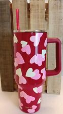 KATE SPADE HEARTS 40oz STAINLESS  TUMBLER W/ STRAW AND LID (NEW) Viral 