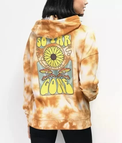 Zumiez Empyre Mushroom Hoodie Sweatshirt Womens M Gold Tie Dye "So Far Gone" - Image 1 of 4