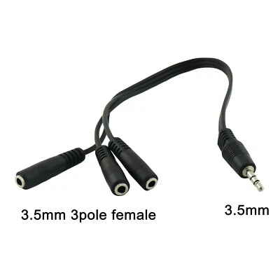 1x 3.5mm 1/8" Stereo Male to 3x Female Audio Aux Headphone Extension Cable 1FT - Image 1 of 4