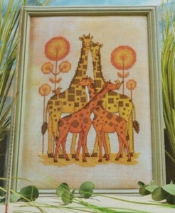 Cross Stitch Chart - Animal Sampler Adorable African Family Of Giraffes - Bild 1 von 1