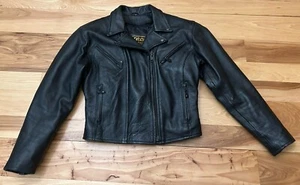 Hudson Leder echt schwarz Leder Biker Jacke mit Innenfutter Vintage Damen Small - Bild 1 von 11